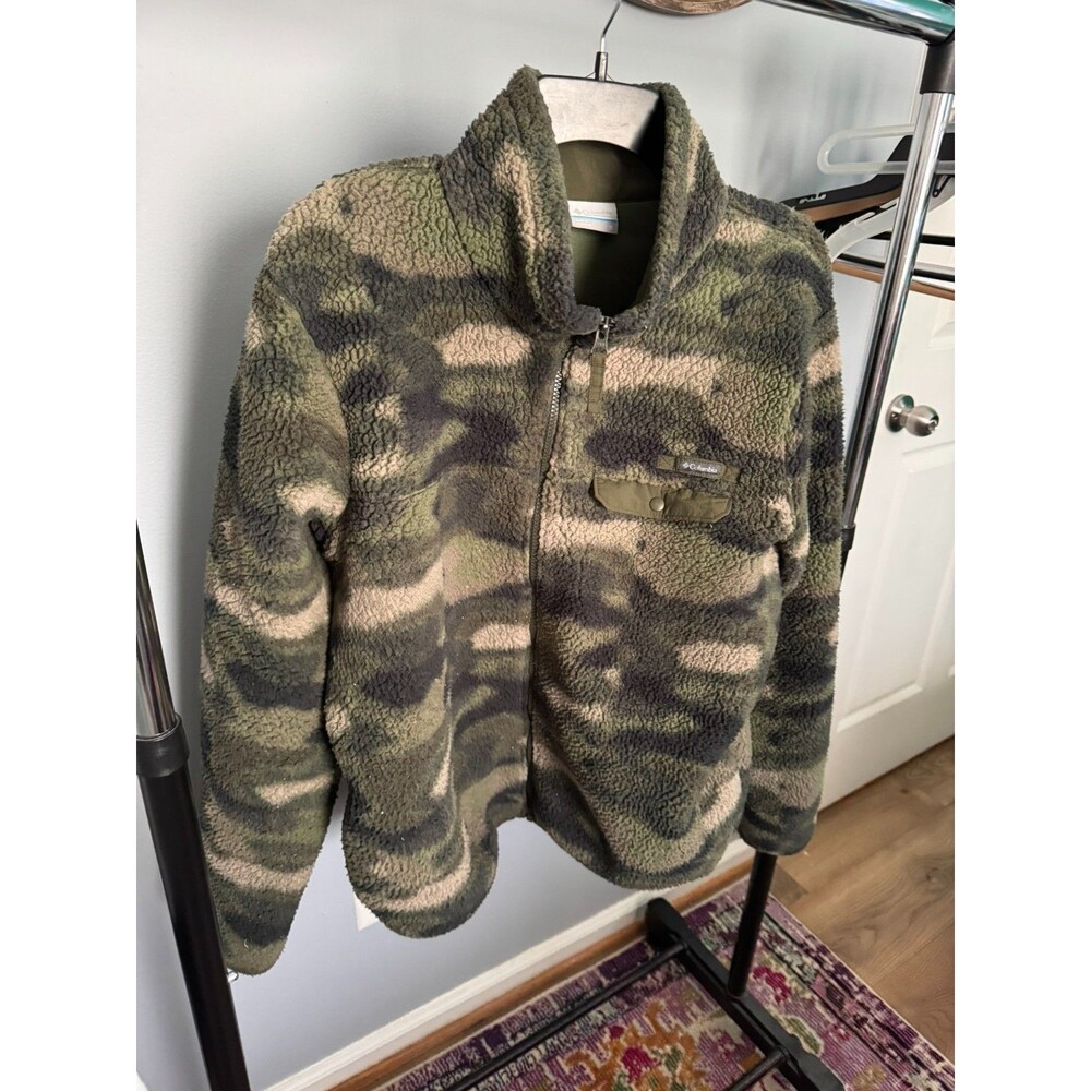 Columbia Women's XL Camo High Pile Sherpa Fleece Full Zip Jacket Hunting Jacket